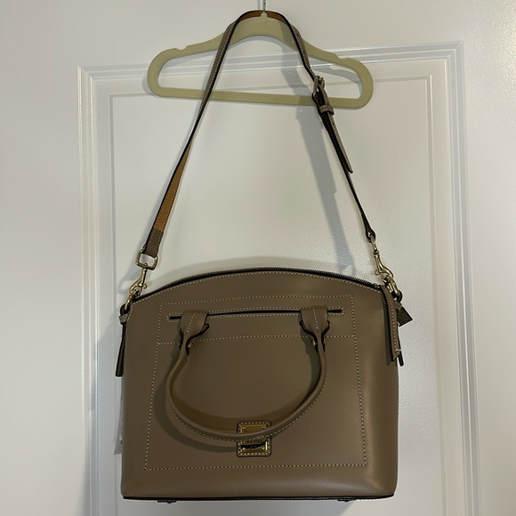 Dooney & Bourke handbag beige tan leather top handle shoulder crossbody bag NWT - Picture 8 of 17